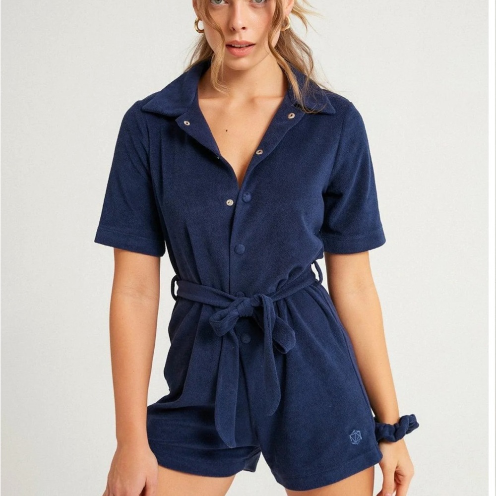 NWT Sandshaped Agatha Terry Romper Navy